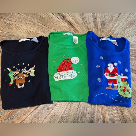 Rebecca Malone Tops - Bundle 1X Christmas embroidered shirts Women’s Rebecca Malone Santa Reindeer hat